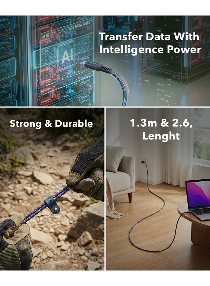 MICRODIA 【MICRODIA】 ExeCable™ Tweed / Oxford / PD100W USB-C to USB-C Charge & Sync Cable L-1.3m - Image 4